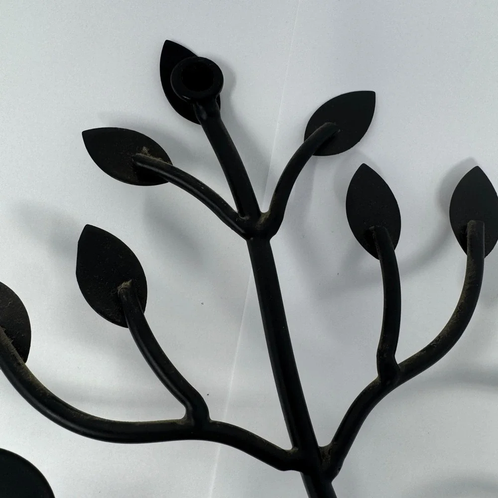 Metal Tree Wall Coat Hook Decorative Entryway Key Holder Rack Black